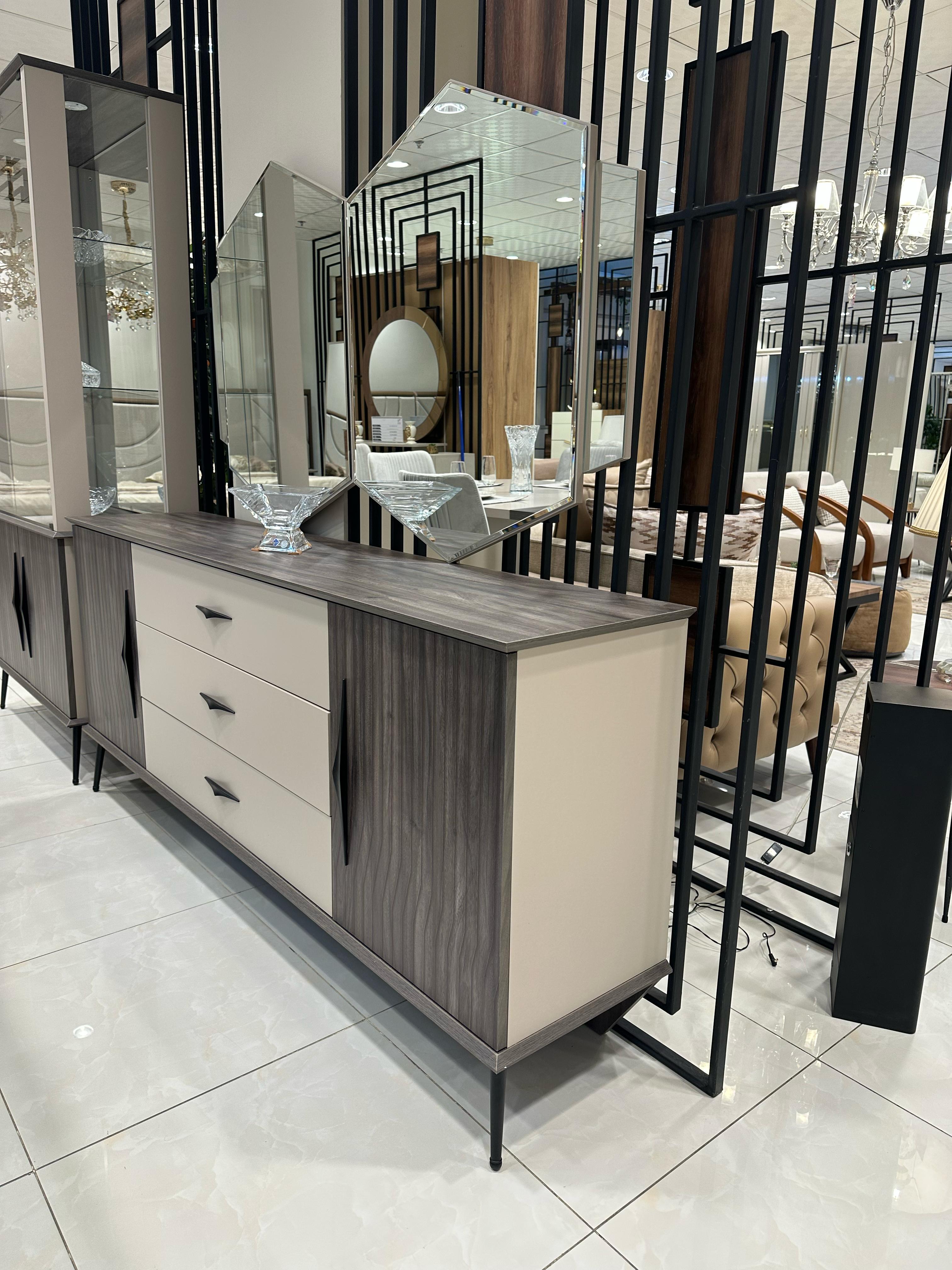 سفرة تركي 2.7م+بوفيه لون رمادي/10ك لون رصاصي