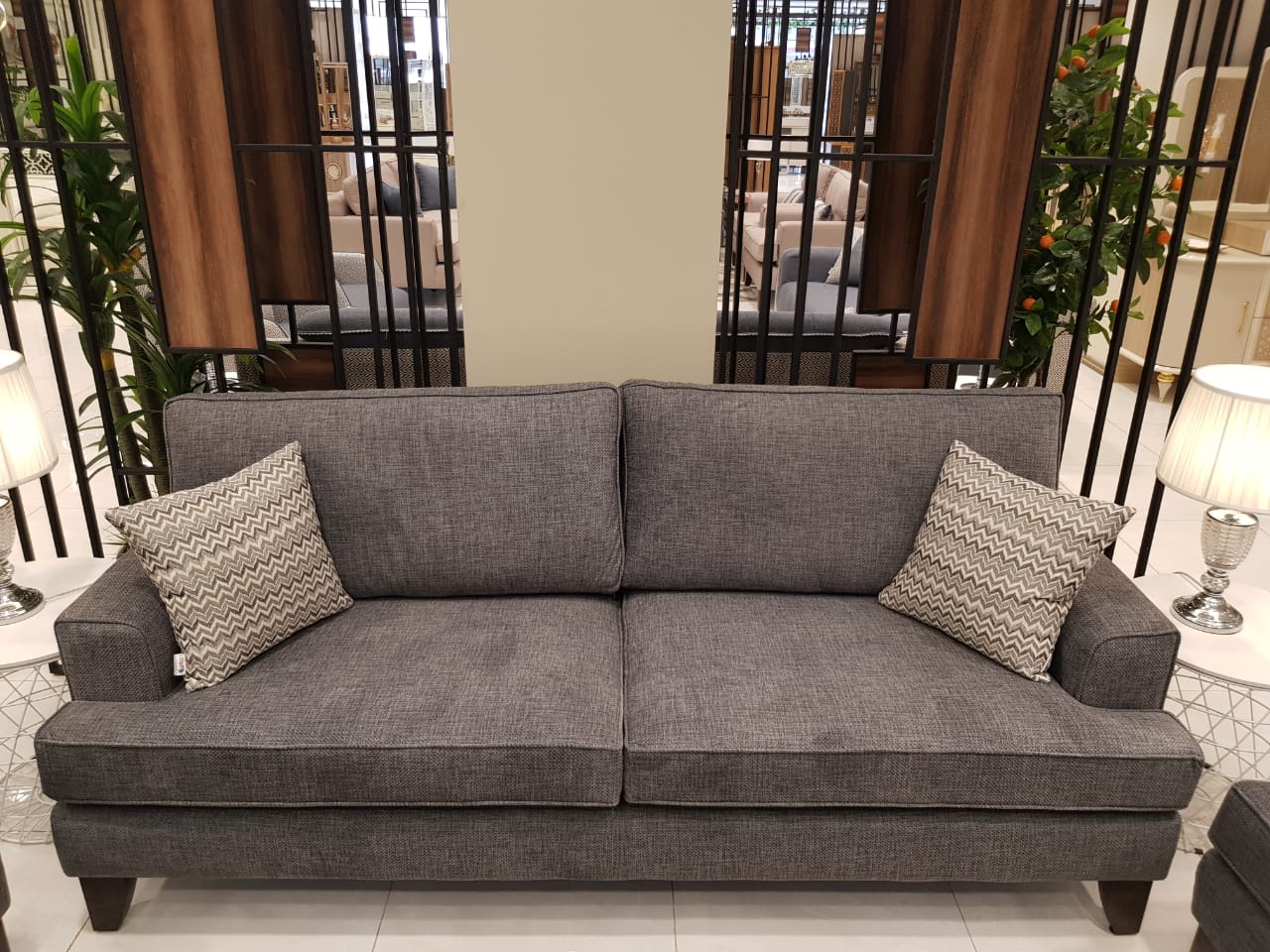 طقم كنب أردنى 3+2+2 لون رصاصى فاتح