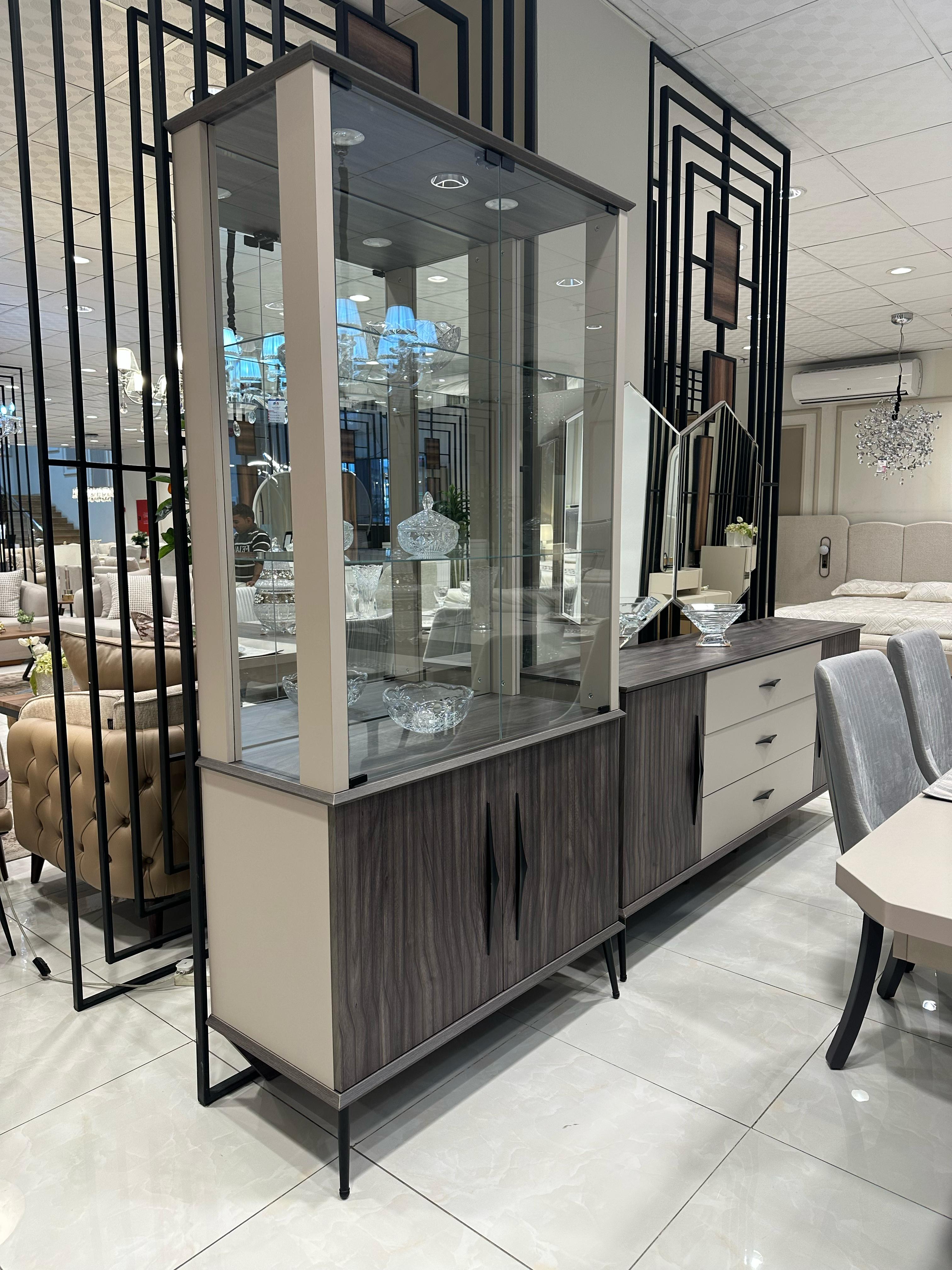 سفرة تركي 2.7م+بوفيه لون رمادي/10ك لون رصاصي