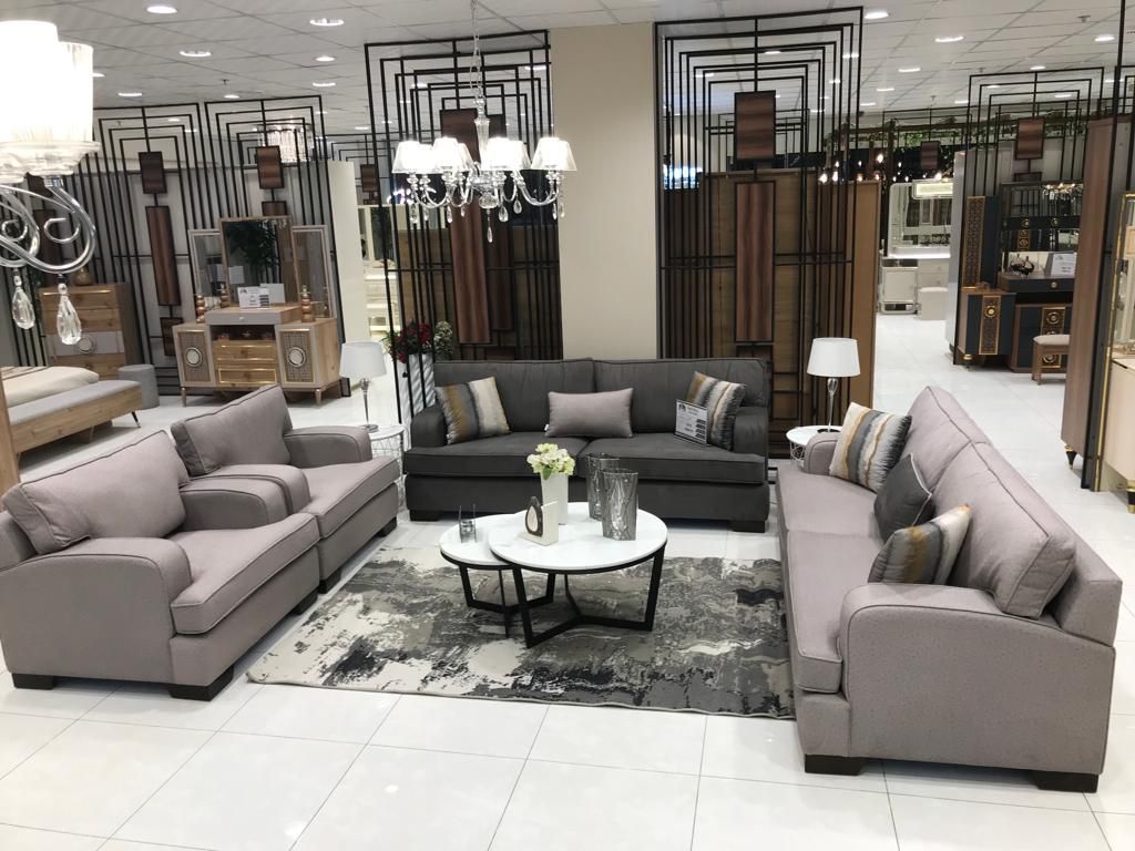 طقم كنب أردنى 3+3+1+1 (كنبة رمادى غامق+كنبة+2كرسى رمادى فاتح)