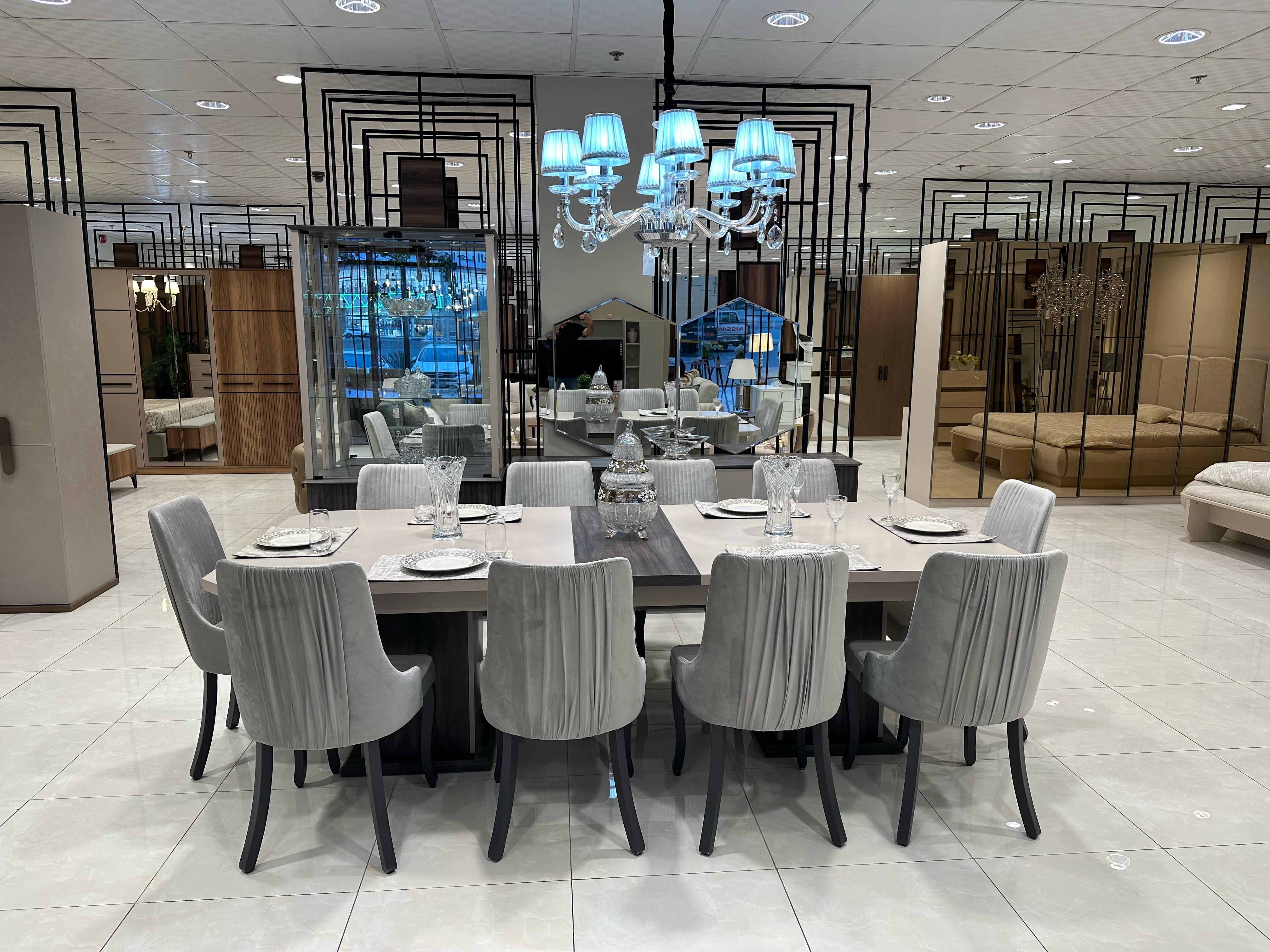 سفرة تركي 2.7م+بوفيه لون رمادي/10ك لون رصاصي