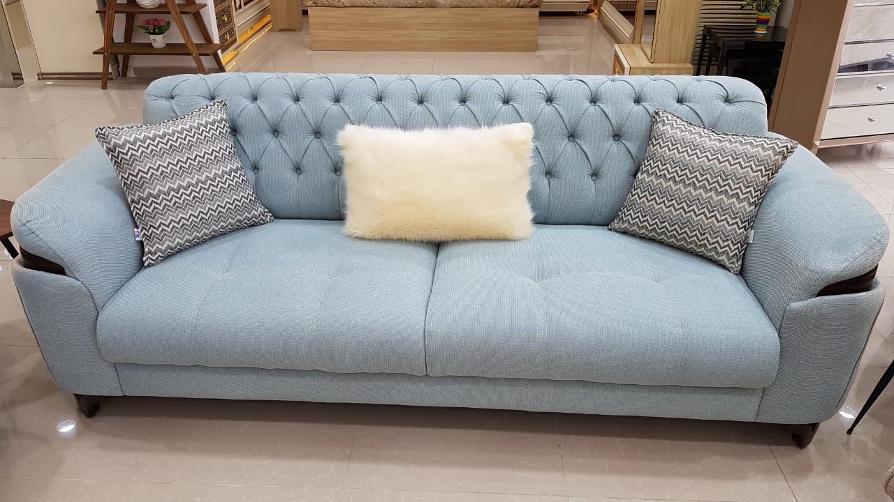 -ط.كنب أردنى 3+3+1+1 (كنبة تركواز+كنبة+2 كرسى لون بيج)