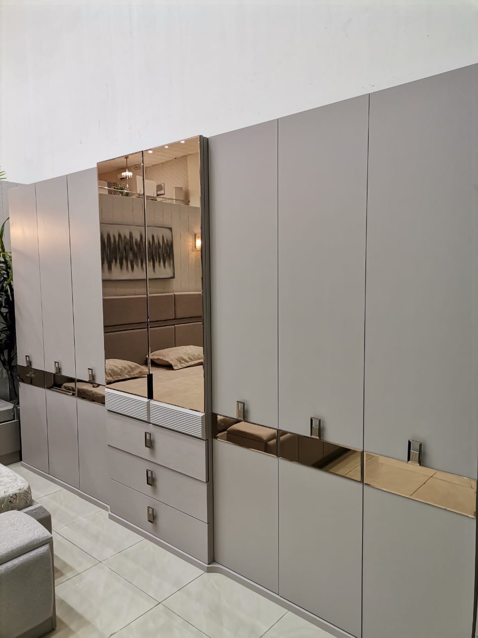 غرفة نوم تركي 200*200 (10قطع) بتخزين لون رصاصي